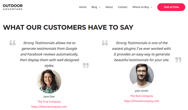 strong testimonials frontend