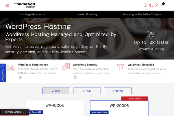 inmotion hosting wordpress hosting