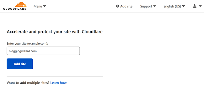 Cloudflare 01 - Add new site