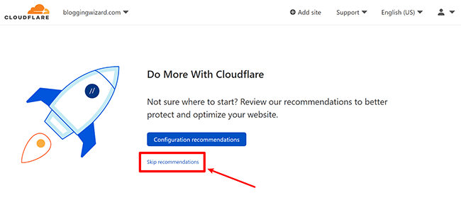 Cloudflare 05 - Skip recommendations for settings
