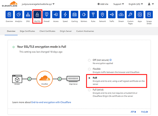 Cloudflare 11 - Configure CloudflareSSL settings