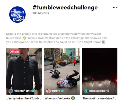 Jimmy Fallons #Tumbleweed challenge has amassed over 38 million views
