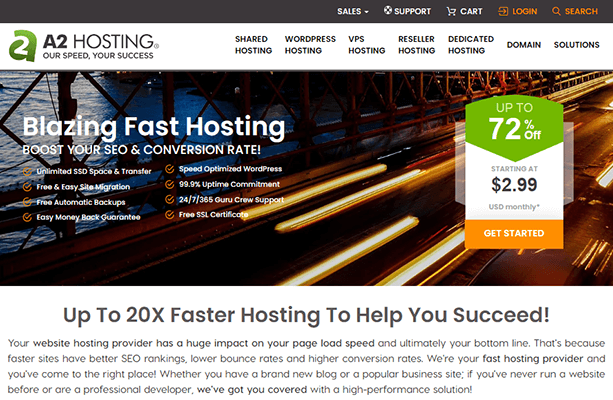 a2 hosting homepage