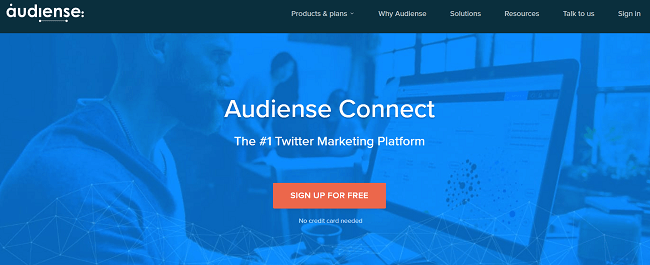 Page d'accueil Audiense Connect
