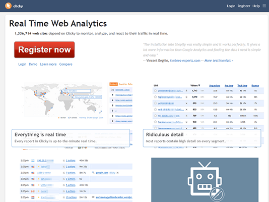 Clicky Analytics Homepage