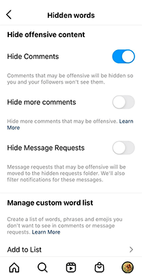 Manage your post comments by hiding, deleting, or disabling them