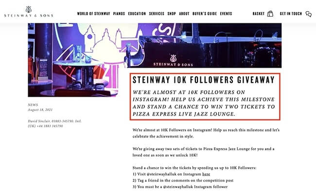 Steinwayhalluk 10k milestone instagram giveaway