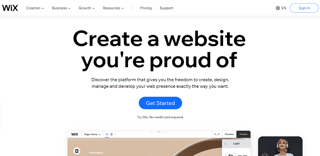 Wix Homepage