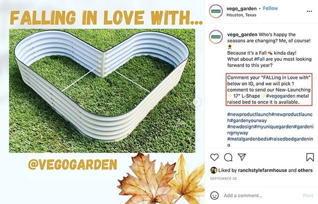 vego_garden comment to win Instagram giveaway