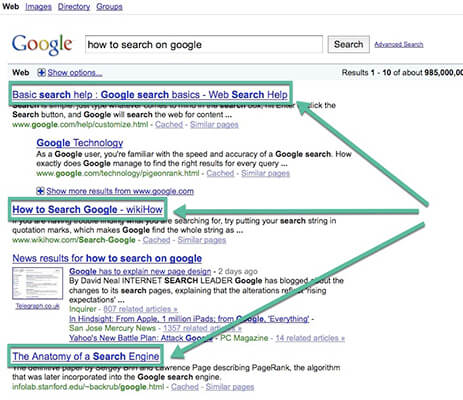 Page titles in Google search results
