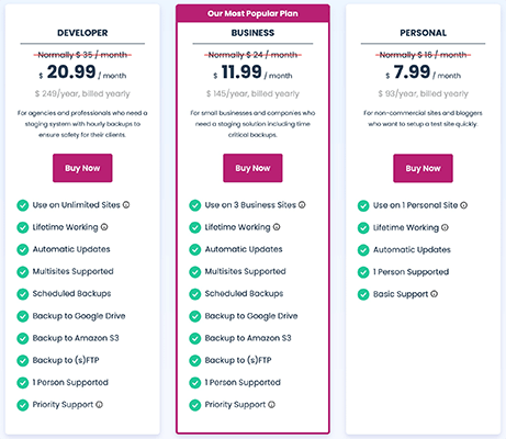 WP Staging pricing updated