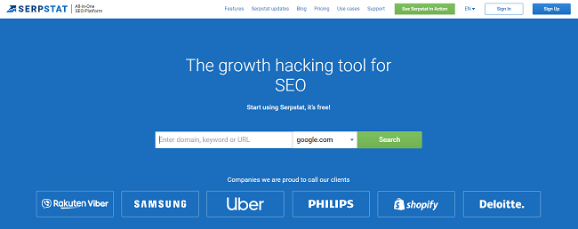 Serpstat Homepage