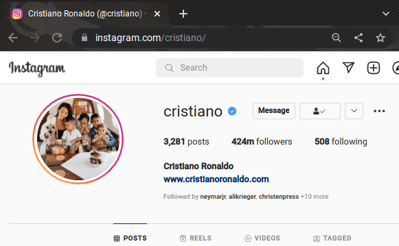 nome de exibição do instagram de cristiano ronaldo