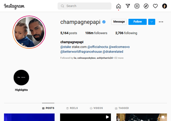 drake instagram profile