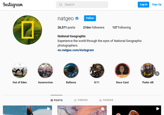 perfil do instagram geográfico nacional