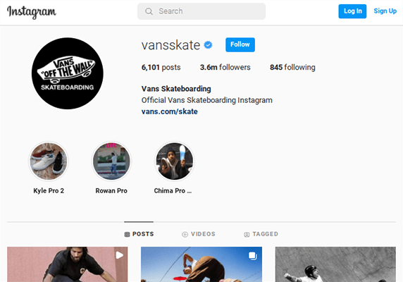 perfil do instagram da van