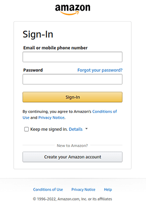 amazon sign in