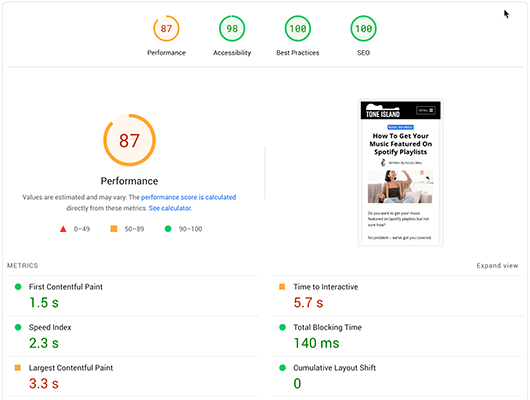 WPX - Mobile page speed tests