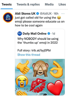 Aldi Twitter - tweet tone