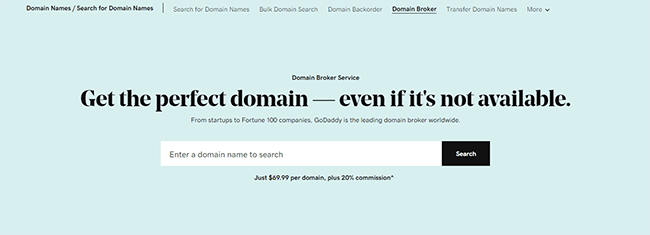 GoDaddy - Biaya broker domain