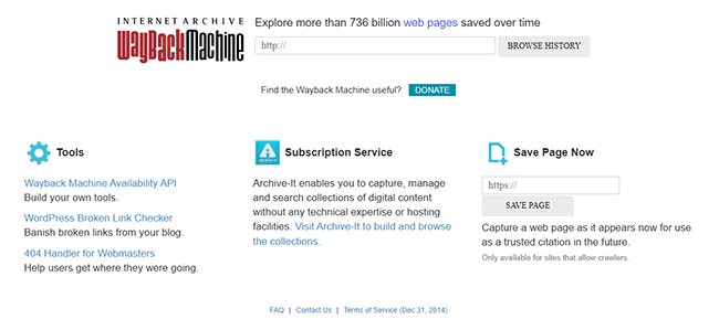 Wayback Machine Homepage