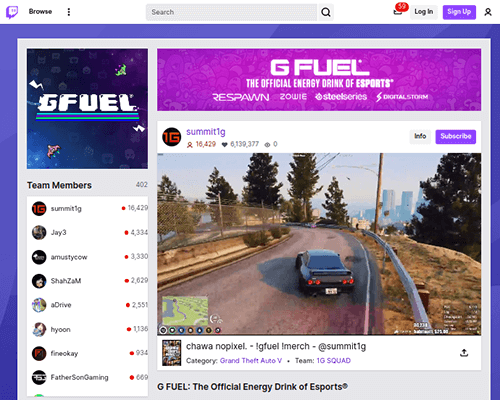 g fuel stream team