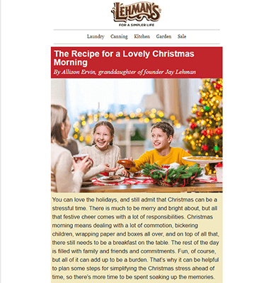 19 Holiday relation newsletters - Lehmans