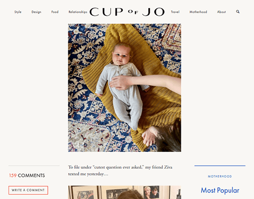 cup of jo blog post