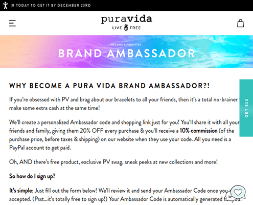 pura vida brand ambassador application