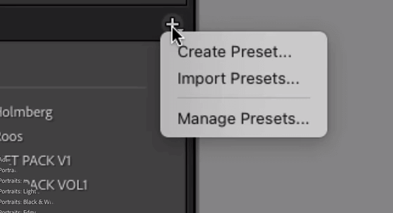 Create preset