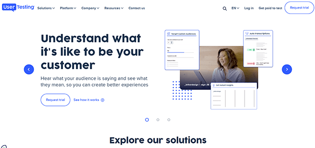 User testing Homepage