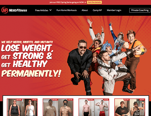 nerd fitness homepage