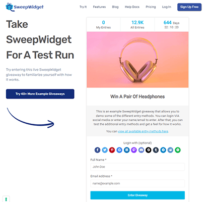 sweepwidget test run