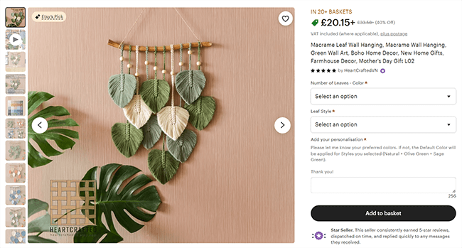 22 Handmade wall hangings - macrame leaf wall hanging