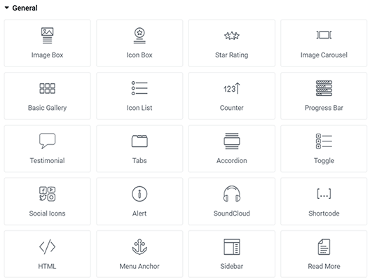 elementor general widgets