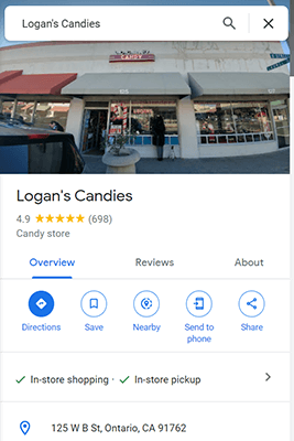 logans candies google maps
