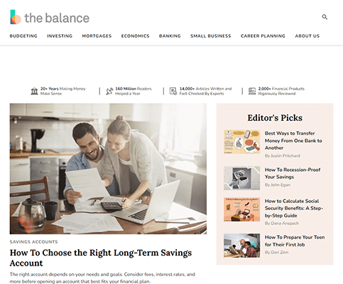 the balance homepage