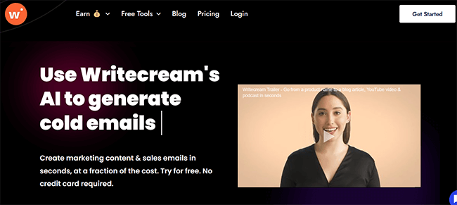 Writecream Homepage