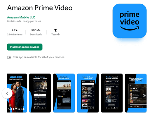 amazon prime video google play