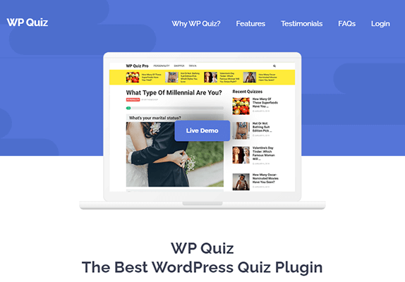 wp quiz homepage