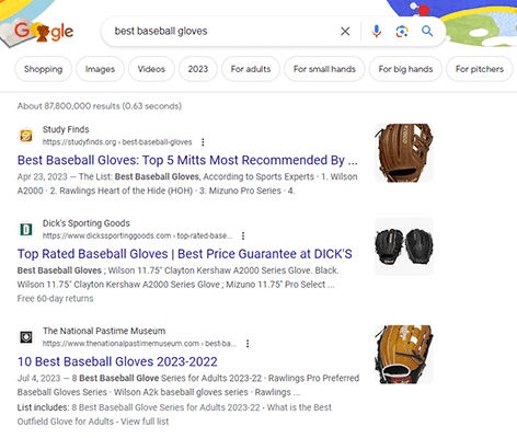 google search best baseball gloves