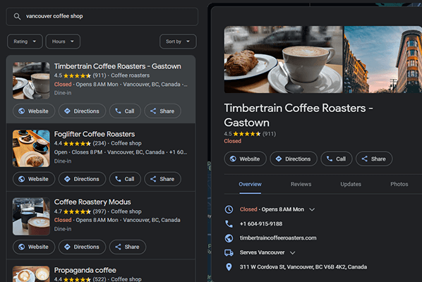 timbertrain coffee roasters google maps