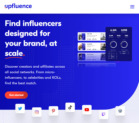 upfluence homepage