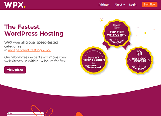 wpx hosting homepage