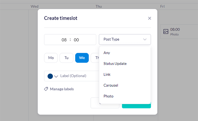 08 Social media scheduler - Post type