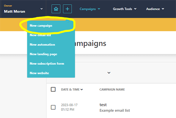 14 Email campaigns - New campaign