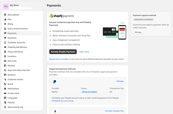 Payments - Settings