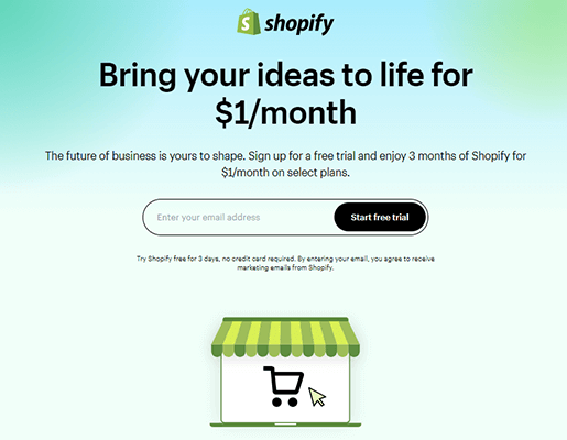 shopify sign up