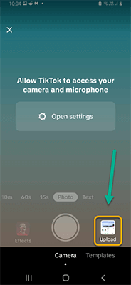 Alternate ways to repost on TikTok - Upload the video