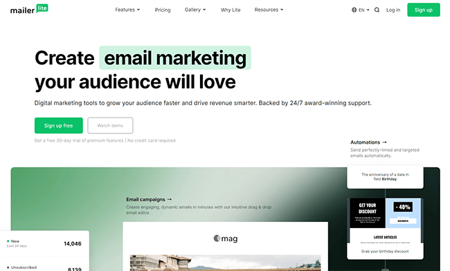 Set up an email newsletter